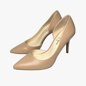 Jessica Simpson Lovvey Women's Faux Leather Heels Pumps Shoes Beige Size 9M NWOB